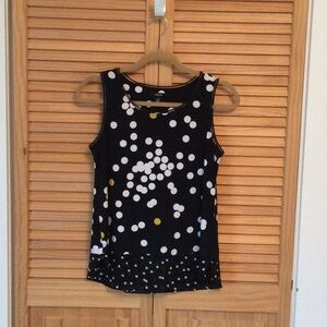 Polka Dot Sleeveless Top - Black and White